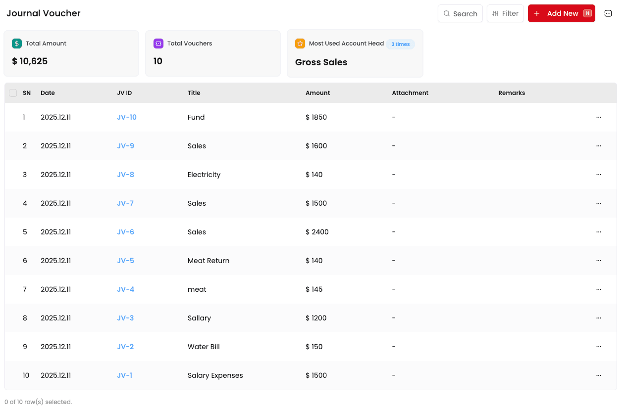 Journal Voucher Preview